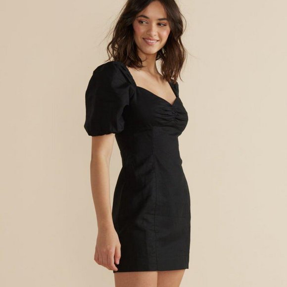 New w/ Tags! MINKPINK Linen Mini Dress, Black, X SMALL - Picture 3 of 7